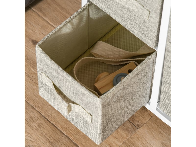  Commode de rangement 7 tiroirs pliables en tissu gris clair 63,5x30x71 cm  - Conforama D