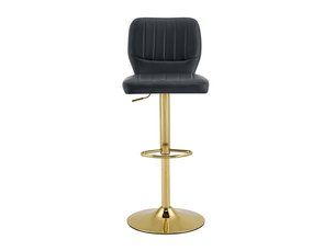 Tabouret de bar réglable 52 x 45 x 93-114 cm - siège pivotant à 360° -avec dossier et pédales en métal - cuir - noir