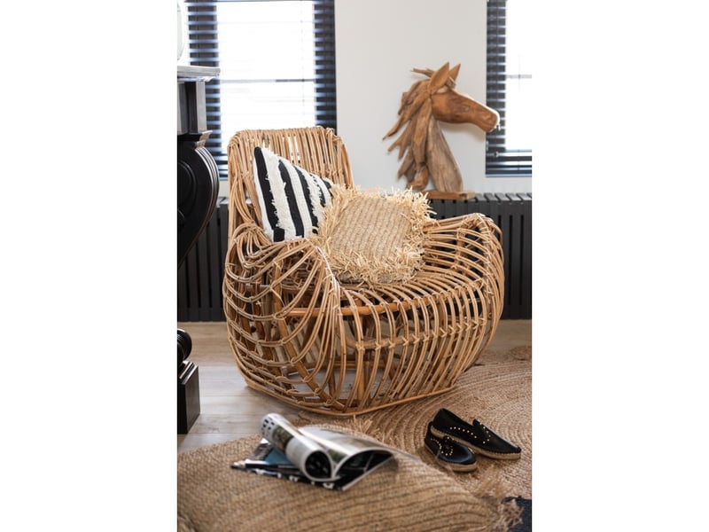  Coussin rond en raphia naturel d62cm - coussin d'extérieur  - Conforama D