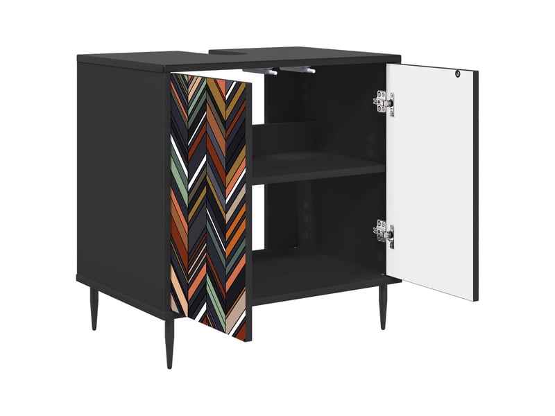  Armoire de salle de bain, meuble de rangement ommen chêne noir 60x40x61 cm  - Conforama D