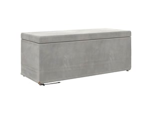 Tabouret bas, ottoman gris clair 101x41x40 cm velours et bois composite