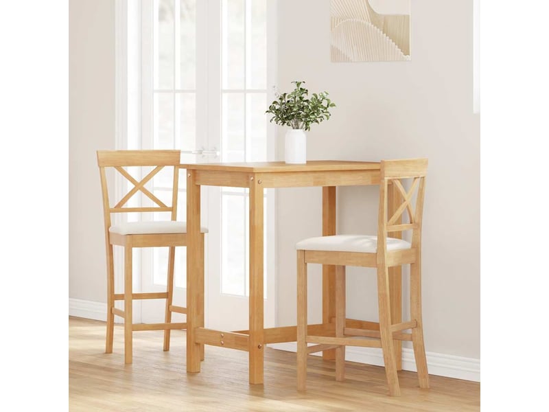  Lot de 2 tabouret de bar avec coussins en bois massif naturel et caoutchouc shl91103  - Conforama C