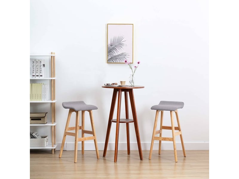  Lot de 2 tabouret de bar, chaise de bar gris clair tissu shl57468  - Conforama B