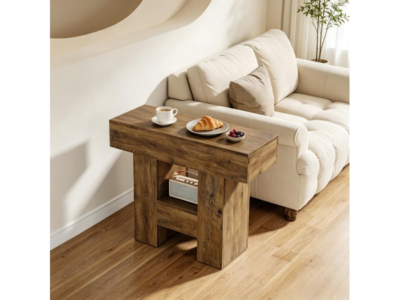 Table d’appoint 80x30x50 cm rangement ouvert mdf marron - Conforama C