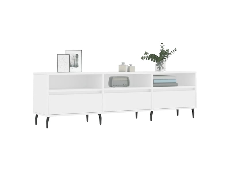  Meuble tv - banc tv - meuble de rangement blanc 150x30x44,5 cm bois d'ingénierie  - Conforama C