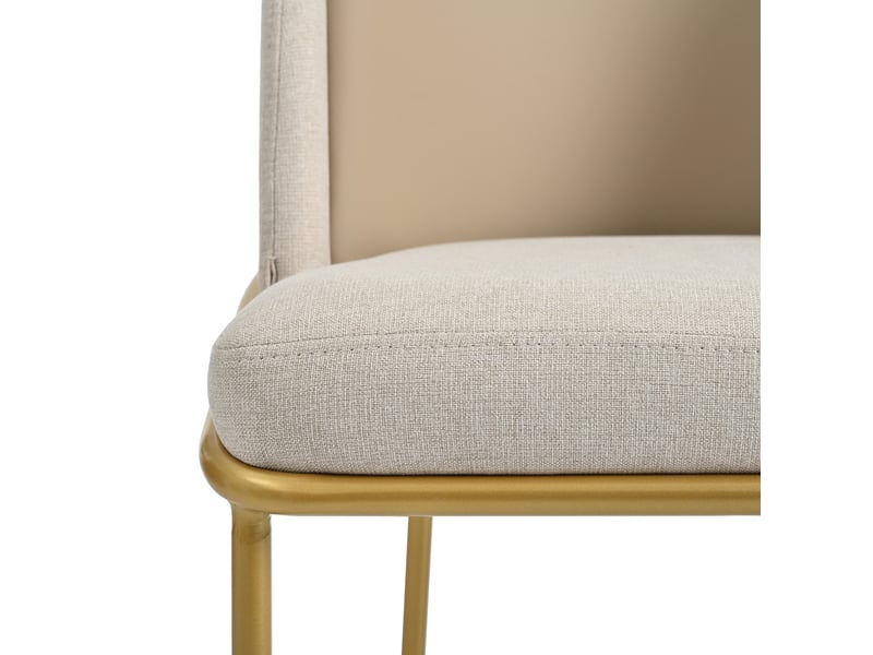 Lot de 4 chaises modernes 55x55x85 cm, dossier ergonomique, patins réglables, antidérapants, pvc et métal, kaki+beige - Conforama D