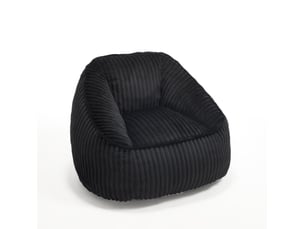 Fauteuil poire en velours côtelé noir avec mousse à mémoire de forme, confort enveloppant au quotidien