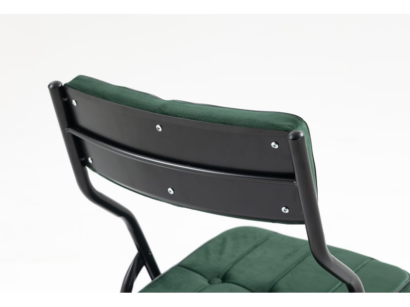  Lot de 2 chaises pliantes 47x46x80 cm, assise et dossier rembourrés courbés, velours vert, structure en acier  - Conforama D