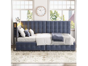 Lit simple 90x200 cm OKWISH coloris gris