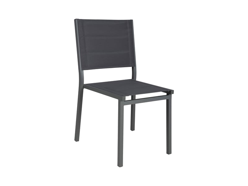  Lot de 4 chaises d'extérieur en textilène matelassé et aluminium gris  - Conforama C