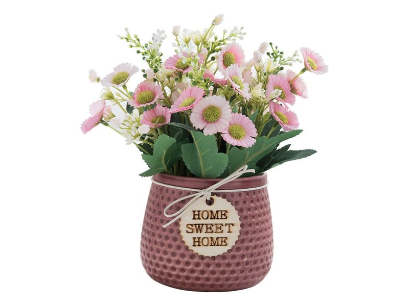  Artificielle faux fleurs,plante artificielle interieur petite,plante artificielle interieur exterieur, fausse plante decoration pour maison salon cuisine chambre,marguerite (rose)lo-ron  - Conforama A