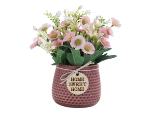 Artificielle faux fleurs,plante artificielle interieur petite,plante artificielle interieur exterieur, fausse plante decoration pour maison salon cuisine chambre,marguerite (rose)lo-ron