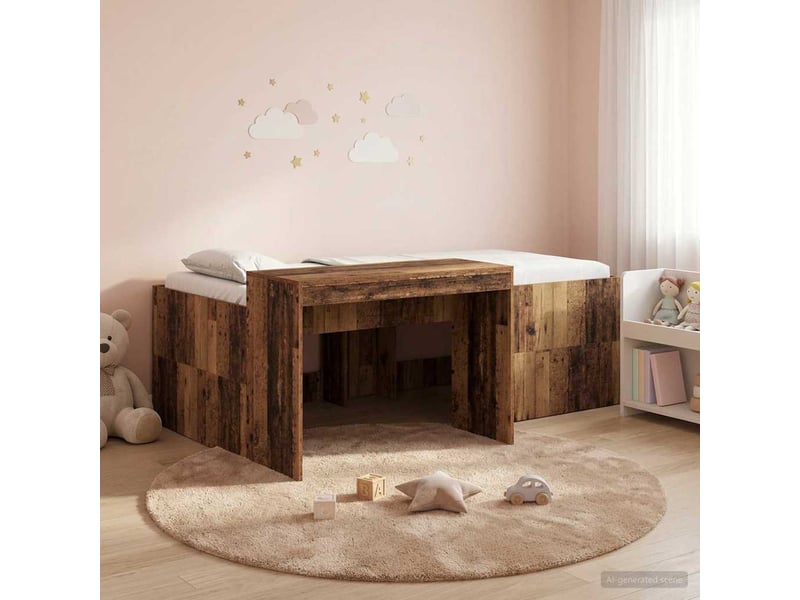  Lit haut pour enfants - lit jeune avec bureau bois ancien 90 x 200 cm  - Conforama B