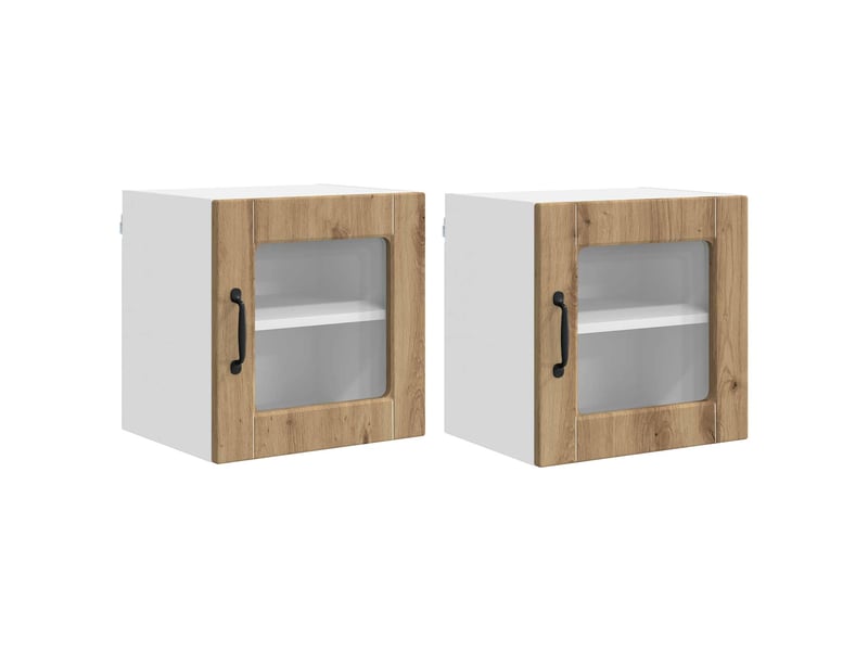  Meuble mural de cuisine, cabinet en verre mural 2 pc chêne artisanal  - Conforama A