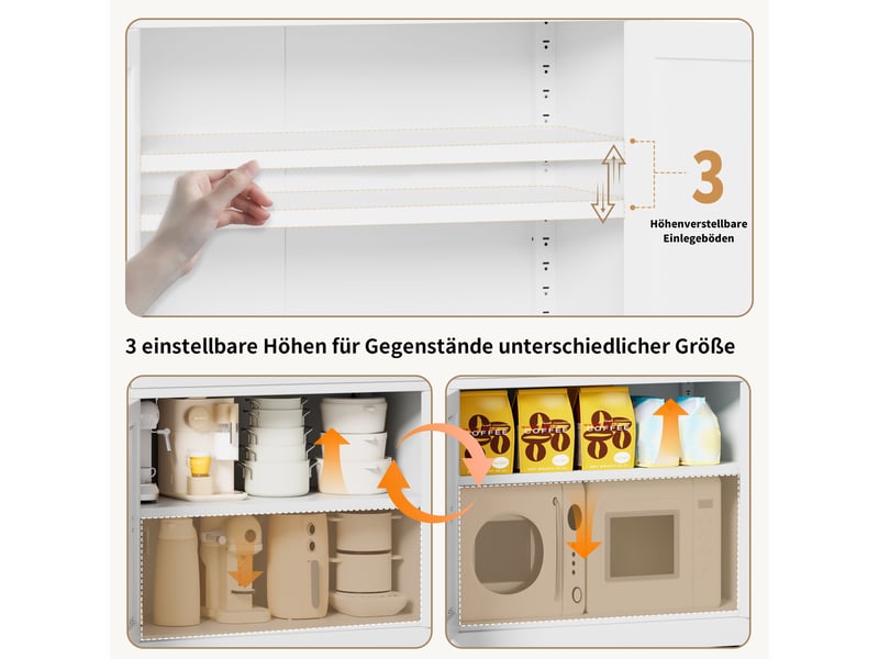  Armoire de rangement en métal blanc, 3 tablettes réglables, charge 49,9 kg, meuble debout pour cuisine, cellier et salon, h 120 x l 60 x p 30 cm  - Conforama D