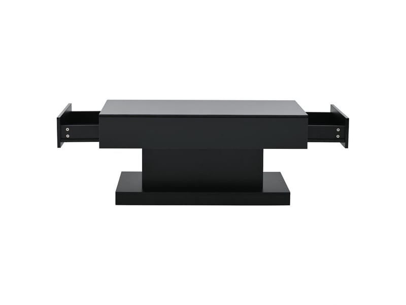  Table basse avec 2 tiroirs et led en panneau de particules noir 100x50x45 cm - pangivo  - Conforama A