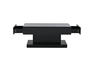 Table basse avec 2 tiroirs et led en panneau de particules noir 100x50x45 cm - pangivo