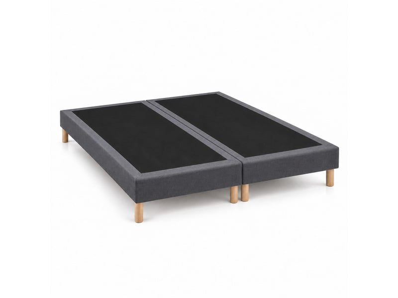  Lot de 2 sommiers tapissiers déco 80x200 cm gris - 160x200 - hauteur 35 cm - 8 pieds inclus  - Conforama A