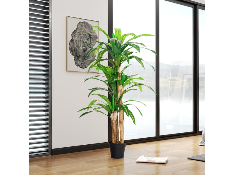 Dracaena artificiel avec 66 feuilles de mousse, plante artificielle pour jardin, balcon, bureau, décoration de salon, ø20 x 160 cm, vert - Conforama D