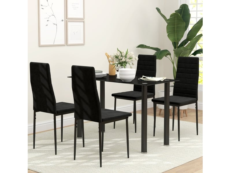  Lot de 4 chaises de salle à manger 41x50x97 cm sans accoudoirs, en métal noir  - Conforama E