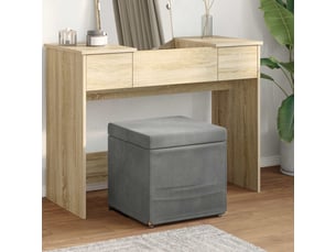 Tabouret bas, ottoman gris foncé 41x41x40 cm velours et bois composite