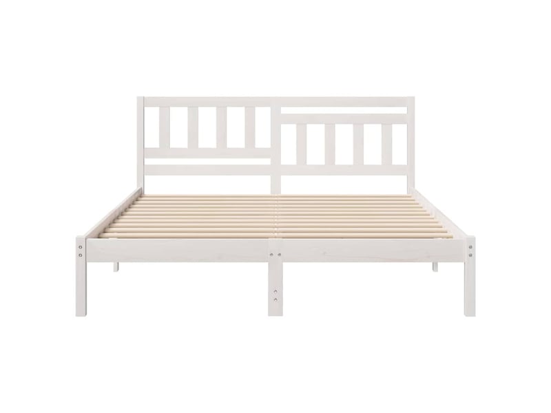  Lit double- lit adulte -  cadre de lit avec tête de lit blanc 150 x 200 cm pin massif  - Conforama C