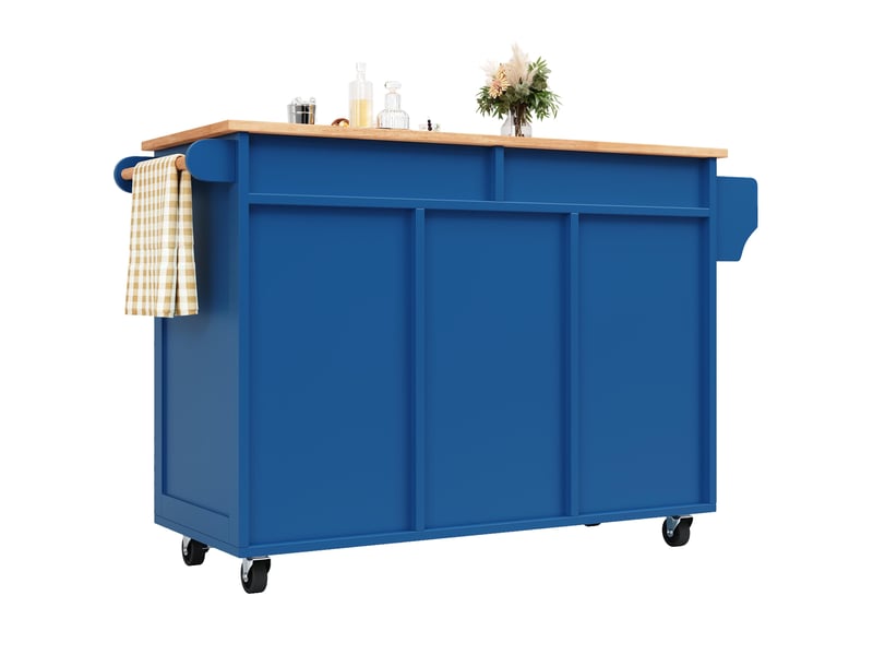 Îlot de cuisine - moderne - bleu - mdf et métal - rangement flexible  - Conforama D