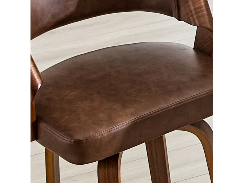  Tabourets de bar 51x42x95 cm lot de 2, tabourets hauts, chaise de bar, dossier rétro, structure bois, assise pu, marron  - Conforama E