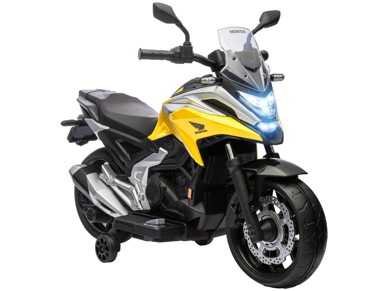  Moto électrique honda sous licence pour enfants de 3 à 6 ans, double moteur 12 v, roues, vitesse maximale de 3 kmh, poids maximal de 30 kg, jaune  - Conforama A
