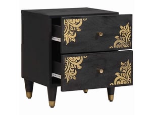 Table de chevet noir 40 x 33 x 46 cm bois de mangue massif