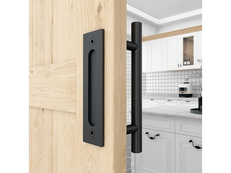  Poignée de porte coulissante de 31 cm, couleur noire, taille grande, style rustique, idéale pour les garages et les armoires (1 unité)  - Conforama D