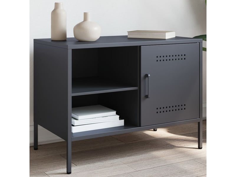  Meuble tv - banc tv - meuble de rangement anthracite 68x39x50,5 cm acier  - Conforama B
