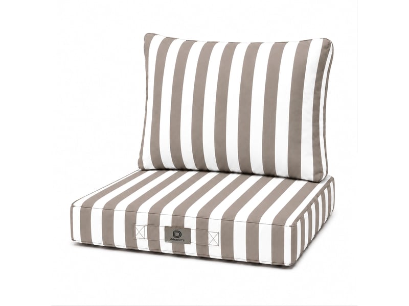 Coussins chaise jardin assise + dossier 40x40cm rayure beige - Conforama A