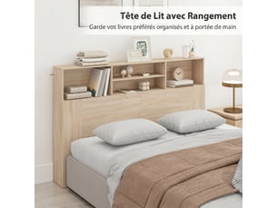 Lit avec rangement 160x200 cm <strong></strong> <strong></strong> coloris naturel