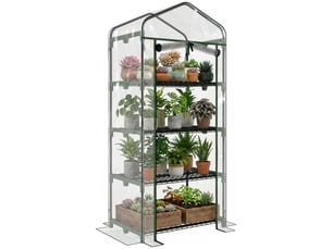 Serre en aluminium transparent, mini-serre, châssis froid, 4 étagères, 70 x 50 x 160 cm