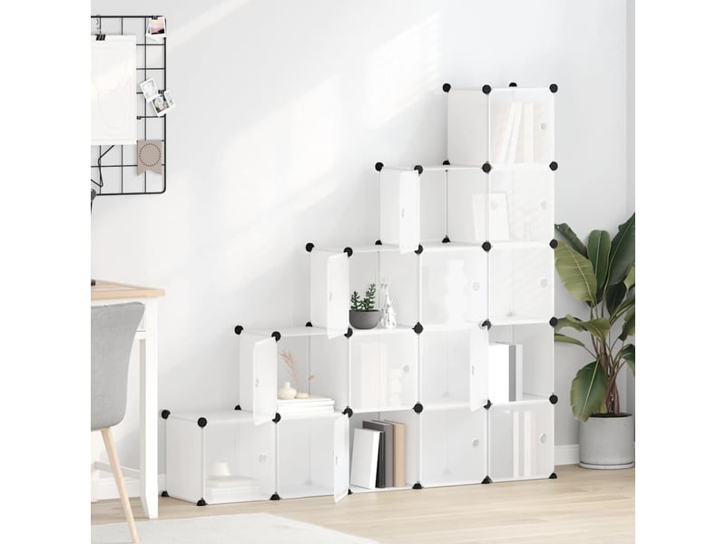Organiseur de rangement en cube avec 15 cubes et portes en pp transparent - Conforama B