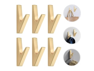6 pièces doré crochets muraux patère équipé de vis de montage porte serviette salle de bain accroche torchon cuisine, jaune