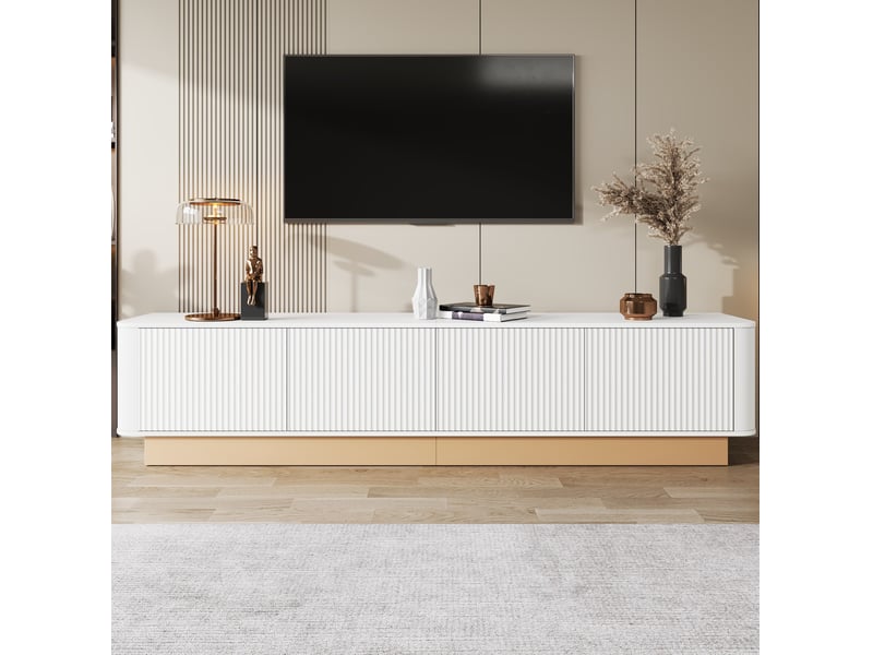  Meuble tv 200 cm 4 portes avec rangements et passe-câbles homvra  - Conforama C
