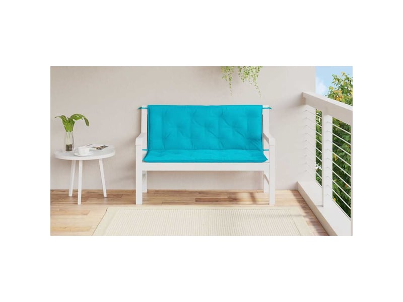  Lot de 2 coussins de banc de jardin, coussins d'assise turquoise 120x50x7 cm tissu cf58701  - Conforama C