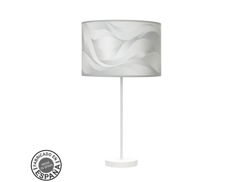  Fabrilamp moda grande lampe à poser blanc gris, abat-jour textile motif vagues grises, 1 x e27, 63 cm 212471031 - Conforama A