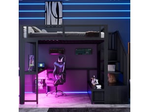 Lit mezzanine 140x200 cm <strong>MODENVIE</strong>  <strong></strong> coloris noir