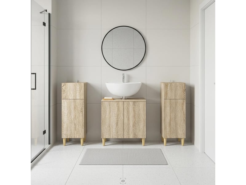 Ensemble de meuble de salle de bain 3 pièces delft chêne sonoma cf63384 - Conforama B