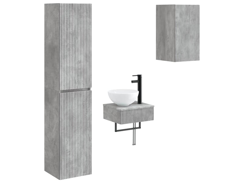  Ensemble de mobilier de salle de bain 3 pc gris béton cf64384  - Conforama A