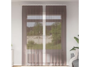 Lot de 2 rideaux en voile, voilages avec passe-tringles marron cf44473