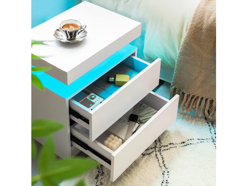  Lot de 2 tables de chevet led avec 2 tiroirs evryae  - Conforama C
