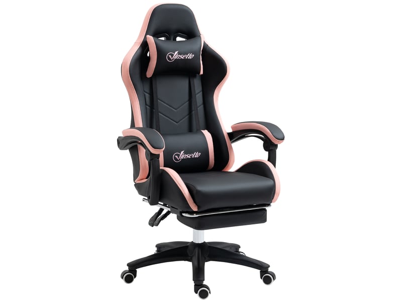 Chaise gaming fauteuil gaming ergonomique avec dossier inclinable 65 x 65 x 121-129 cm rose - Conforama A
