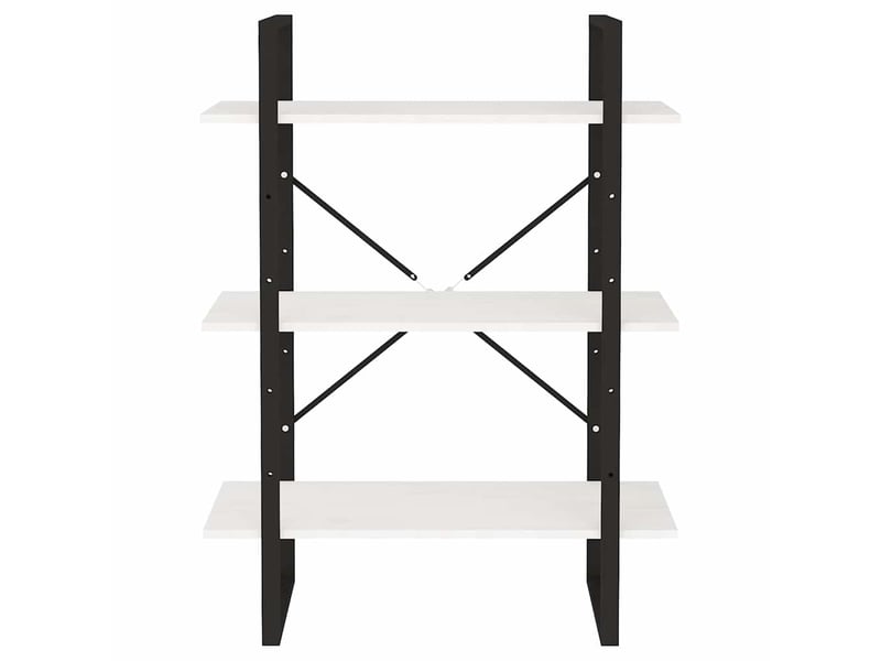  Bibliothèque à 3 niveaux, armoire à livres blanc 80x30x105 cm bois de pin massif  - Conforama E