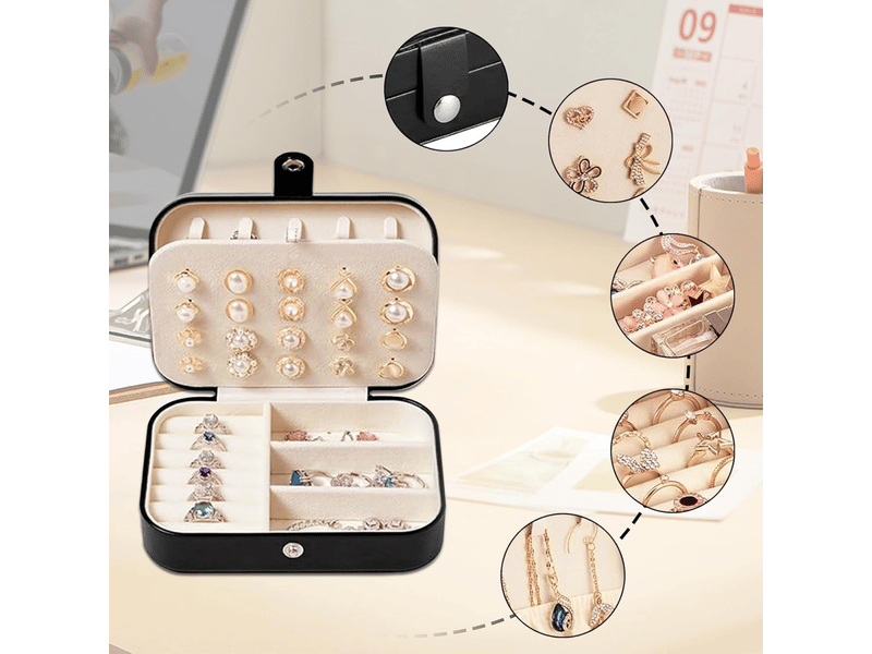 Organisateur de bijoux, boîte à bagues, plateau à bijoux avec couvercle et serrure pour bague, boîtes de rangement de bijoux noires - Conforama D