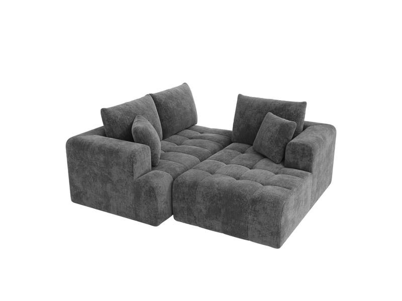  Canapé d'angle modulable 244,5 x 136 x 79 cm – gris – sans montage, design bas et confortable  - Conforama A