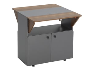 Tablearmoire pliante avec côtés à roulettes, deux côtés de table rabattables, compartiment de rangement, 4 roulettes, 70 x 83 x 75 cm